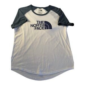 The North Face Womens White & Blue Baseball Short Sleeve T-Shirt Size Large